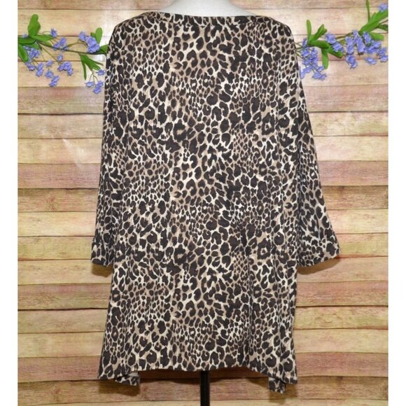 Catherines Suprema Collection 3/4 Sleeve Cheetah Animal Print Top Plus Size 3X - Picture 7 of 11